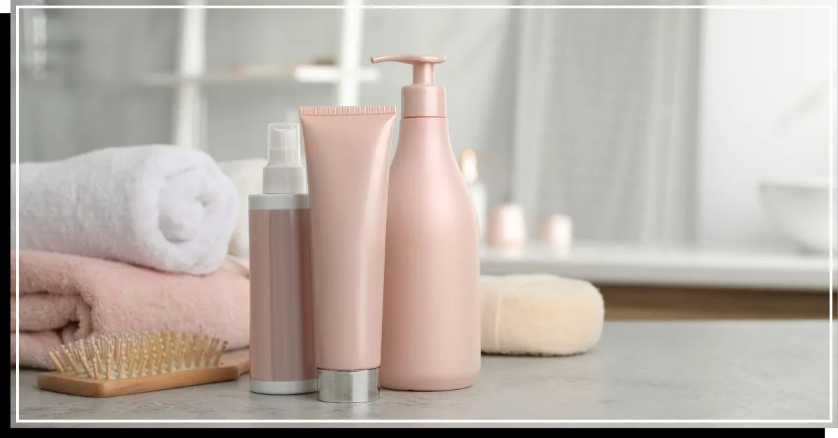 Frascos de produtos para cabelo' title=