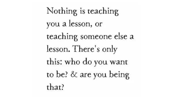 Black and white quote in typewriter font about who you are in life