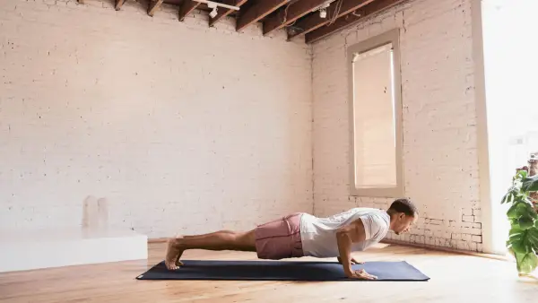 Chaturanga Dandasana to Makasana (Four-Limbed Staff Pose to Crocodile Pose)
