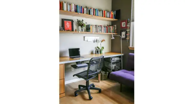 A decluttered and sleek office space.