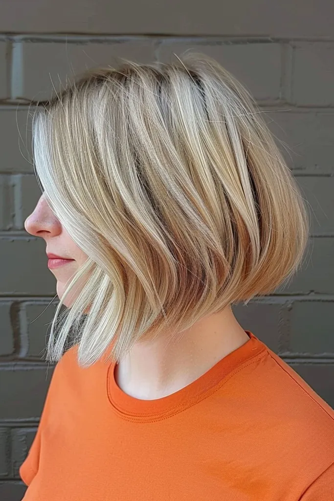 Superkort rakbladig blond bob' title=