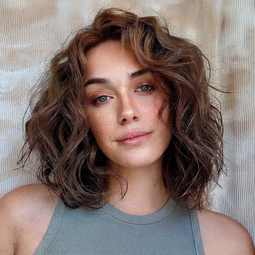 אונה מתולתלת משובשת עם חלק צדדי' title=