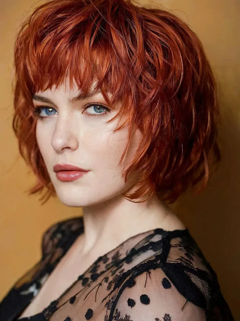 Bob Shaggy court en cuivre audacieux' title=