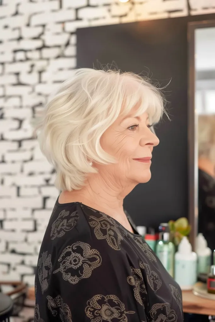 Bob court et hirsute pour les femmes plus âgées' title=