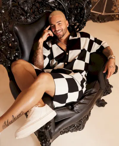 Maluma Checkerboard Print Roupas Royalty 2022