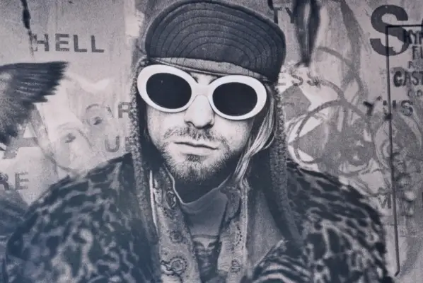 Kurt Cobain : Montage de Heck HBO Premiere Lunettes de soleil Léopard Manteau Cap