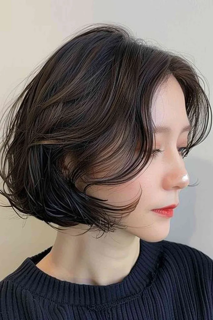 Fjærbelagt sjarmbob for ovale ansikter' title=