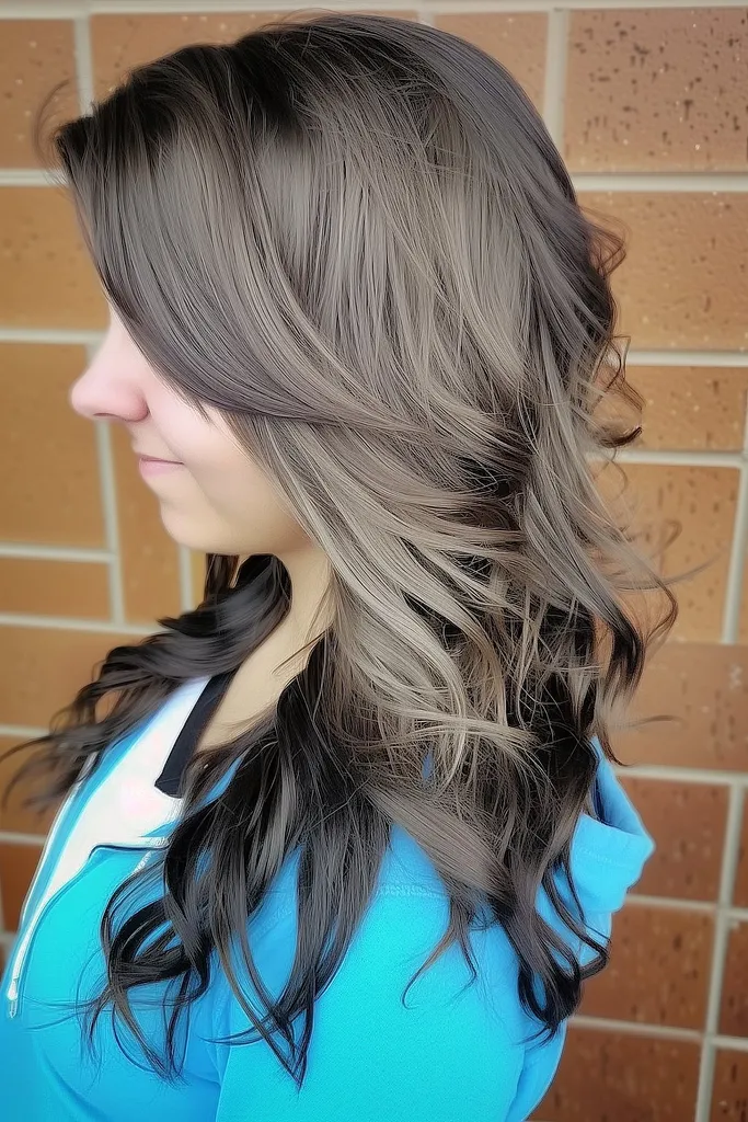 Balayage de rubio ceniza a gris' title=