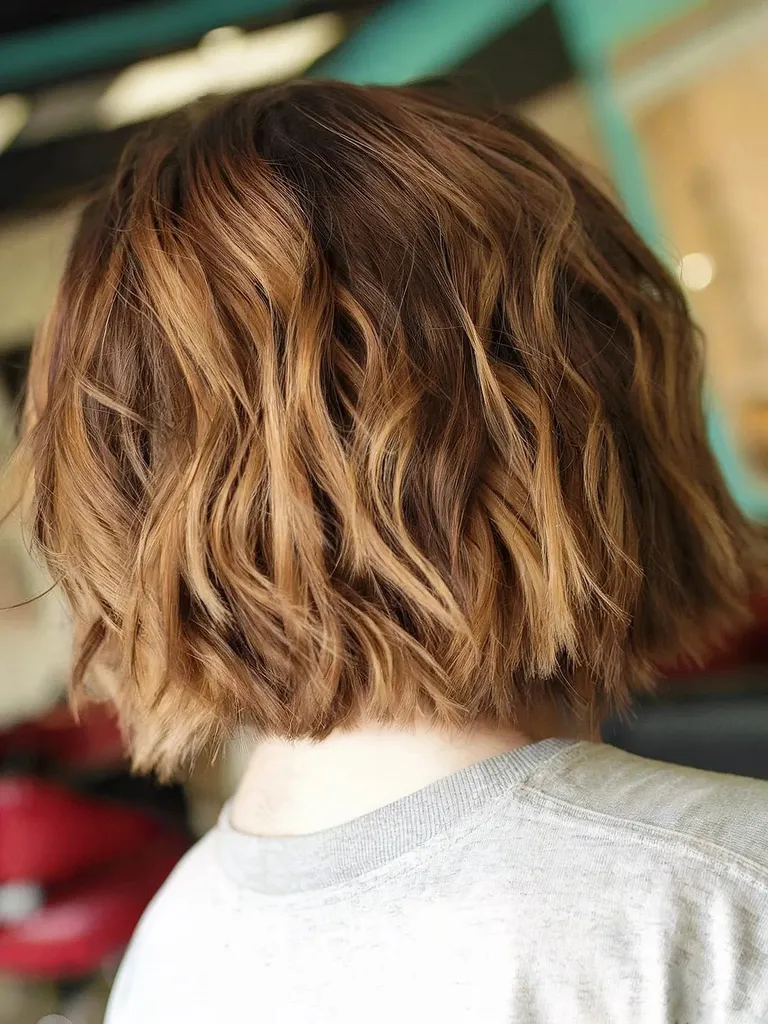 Mechas color caramelo oscuro para cabello castaño medio' title=