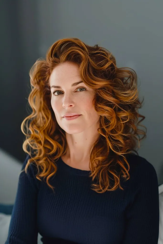 大胆なボリュームカールと深めのサイドパートで印象的な輪郭を実現。' title=