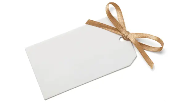A blank gift card in a white envelope with a bow for Father