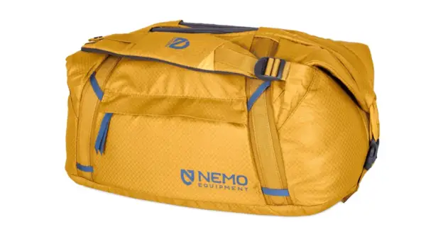 A duffel bag for camping in the color Chai by the brand Nemo