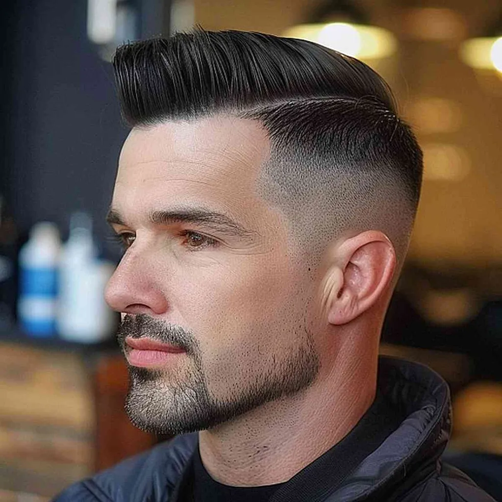 O corte de cabelo da Ivy League com skin fade' title=