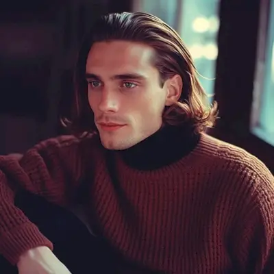 Pulover cu gât rotic pentru bărbați de modă anilor 90