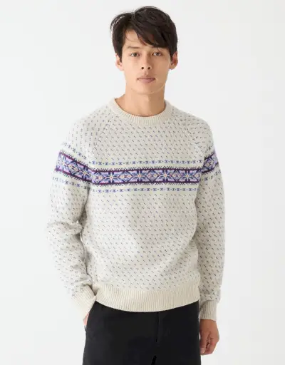 J.Crew Lambswool sveter Fair Isle Snow Donegal Men