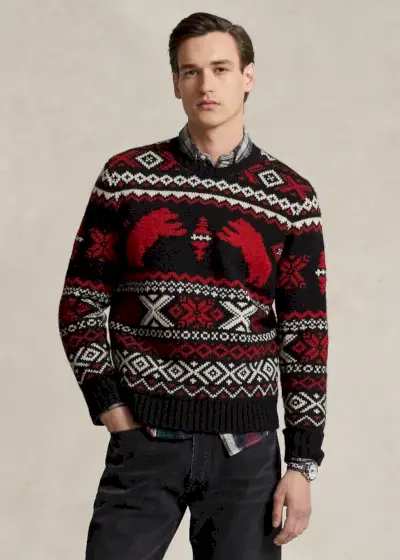 Pánsky vianočný sveter Ľadový medveď Fair Isle Wool Polo Ralph Lauren