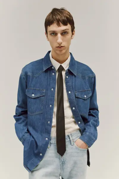 Moška obleka s srajčno kravato iz jeansa HM