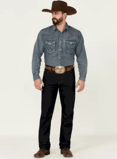 Cowboy Style Hooey by Rock and Roll Denim Dark Wash Double Barrel Relaxed Stables Bootcut-jeans