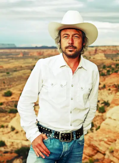 Westernskjorte i cowboystil Hvit cowboyhatt