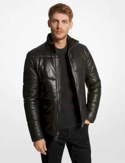 Michael Kors gewatteerd leren pufferjack heren