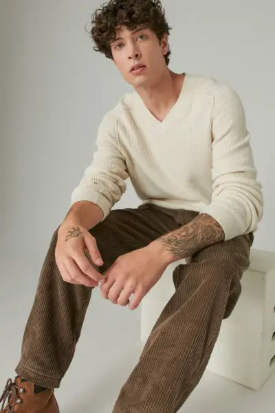 Lucky Brand wijde corduroy pull-up broek