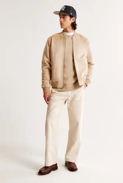 Blouson aviateur en daim végétalien Hommes Abercrombie Fitch