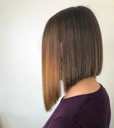 long and sleek inverted bob hairstyle
