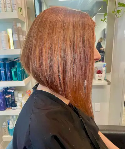 Copper Angled Inverted Long Bob