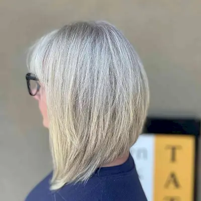 Inverted Layered Grey Lob for Women Over 50