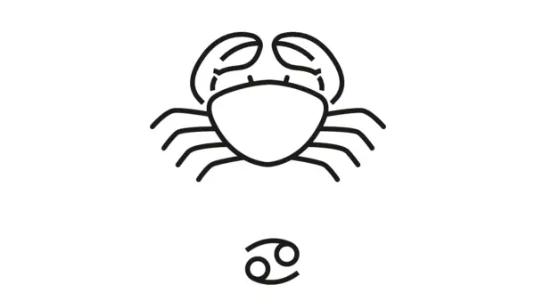 Zodiac sign Cancer, the crab, for the horoscope