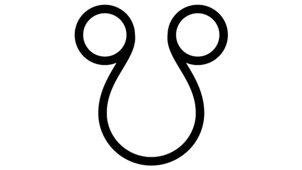 An illustration of an astrology glyph of an upside-down horse shoe depicting the south node
