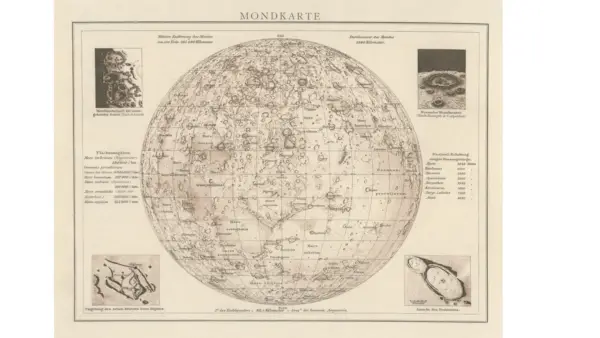 A chromolith depicting the Moon which is in Pisces