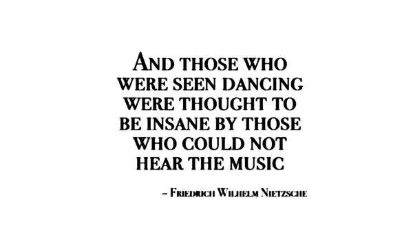 Black and white typewritten quote by Nietzsche