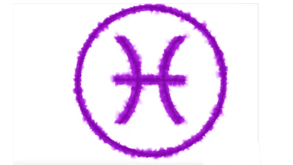 The glyph or symbol for the astrological sign of Pisces in anticipation of the new Moon in Pisces on March 10, 2024.