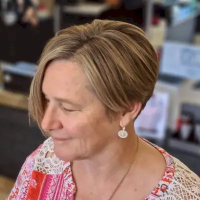 Asymmetrical bob haircut for women over 60