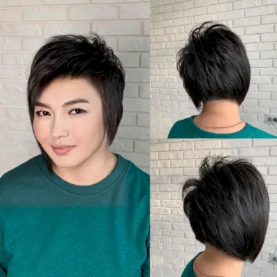 Layered asymmetrical bob for straight hair