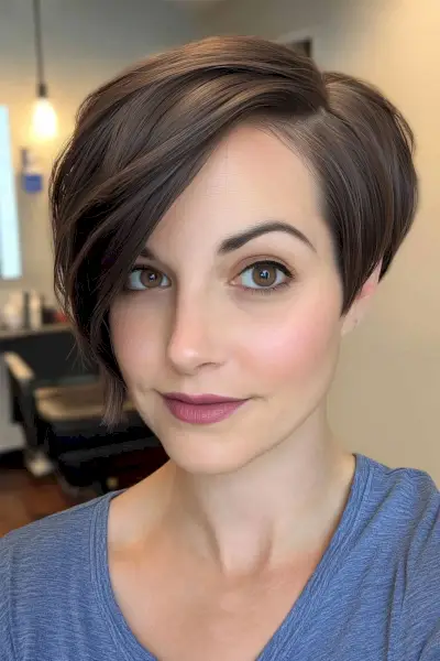 ear length asymmetrical short bob