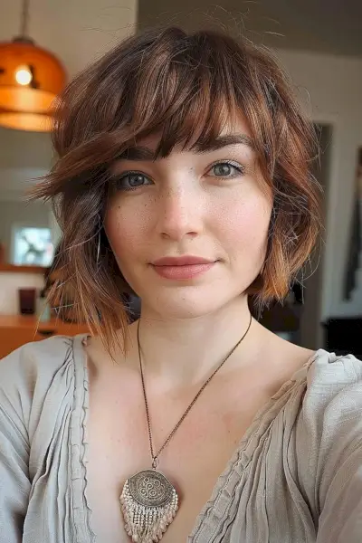 short asymmetrical bob with bangs