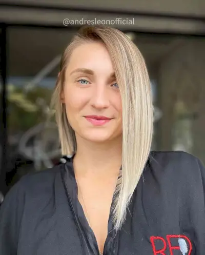 Extra Long Sleek Blonde Asymmetric Lob