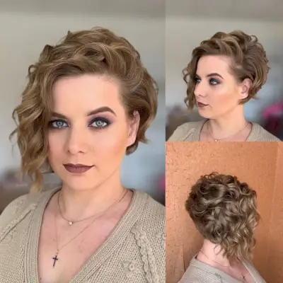 Asymmetrical short curly hair