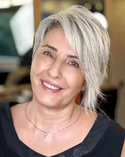 Short Asymmetric Long Pixie with Ash Blonde Balayage