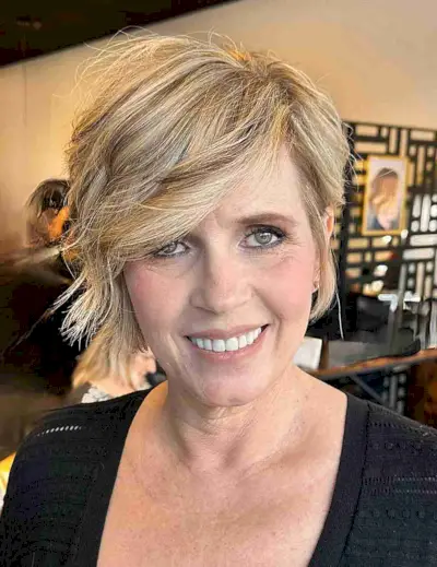 Sassy Dimensional Blonde Asymmetric Short Cut