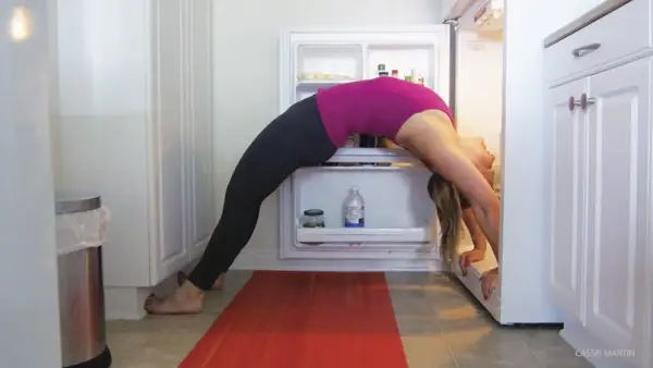 Backbend in Kitchen Fridge