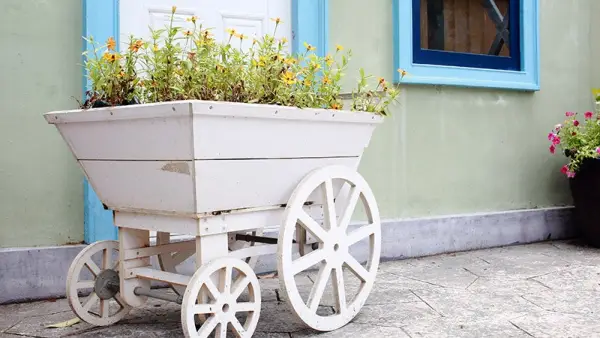 Wagons and wooden dresser drawers
