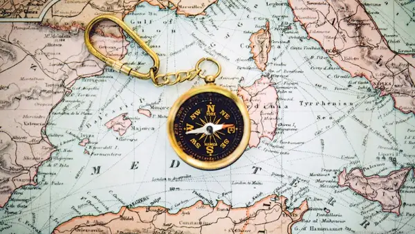 travel, compass, map