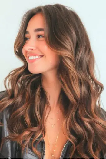 Idea colore capelli castano cappuccino con riflessi ramati.