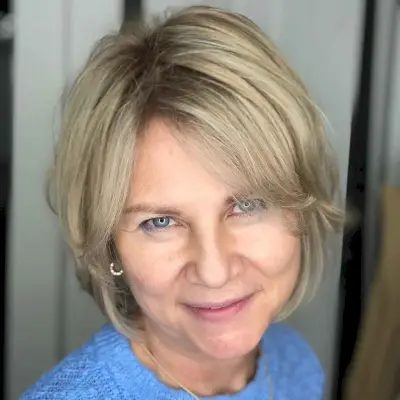 Bob with Longer Curtain Bangs for Older Women