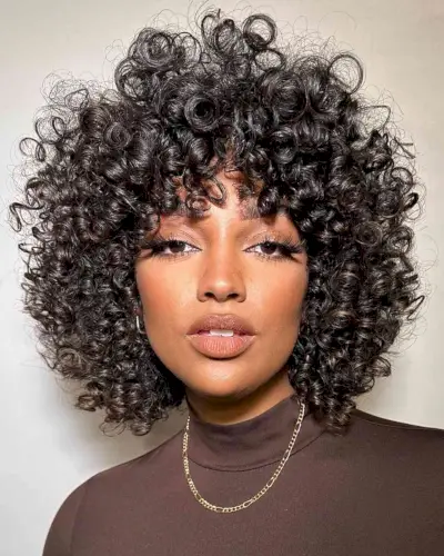 Medium-Length Gorgeous Naturally Curly Bangs