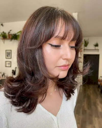 Super Sweet Wispy Bangs on Medium Hair