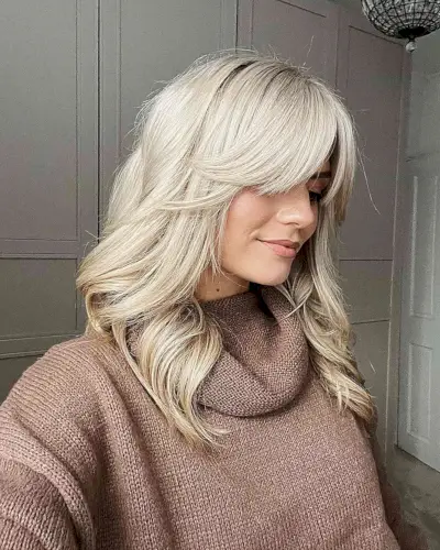 Classy Blonde Medium-Length Hair With Bangs